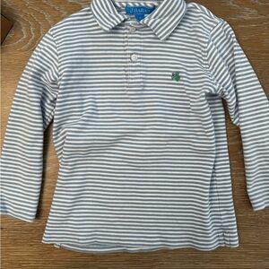 J. Bailey Boys' Blue & White Striped Long-Sleeve Polo